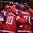 OSTRAVA, CZECH REPUBLIC - MAY 14: Russia's Sergei Mozyakin #10 celebrates with Nikolai Kulyomin #41 and Ilya Kovalchuk #71 after scoring Team Russia's first goal of the game during quarterfinal round action at the 2015 IIHF Ice Hockey World Championship. (Photo by Richard Wolowicz/HHOF-IIHF Images)

